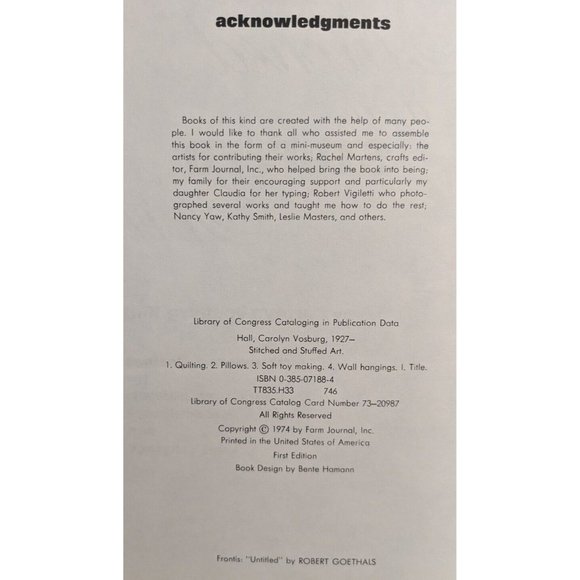 1974 Stitched and Stuffed Art Soft Sculpture Hardcover Vtg Carolyn Hall 1st Ed - Picture 2 of 16